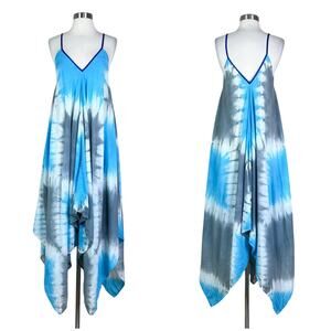 Roberta Roller Rabbit | Tie Dye Blue Grey Handkerchief Cotton Flowy Midi Dress